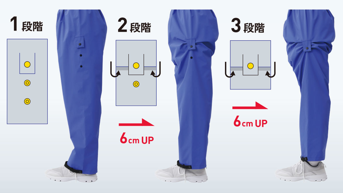 レインナビゲーターのパンツ丈調整機能